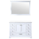 Lexora Dukes 48" W x 22" D White Bath Vanity Quartz Top 46" Mirror