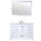 Lexora Dukes 48" W x 22" D White Bath Vanity Quartz Top with Faucet Set and 46" Mirror