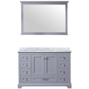 Lexora Dukes 48" W x 22" D Dark Grey Bath Vanity Carrara Marble Topwith 46" Mirror