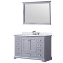 Lexora Dukes 48" W x 22" D Dark Grey Bath Vanity Carrara Marble Top with Faucet Set 46" Mirror