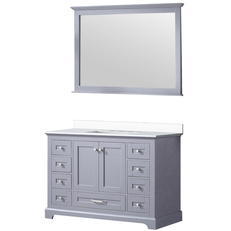 Lexora Dukes 48" W x 22" D Dark Grey Bath Vanity Top Squar with 46" Mirror