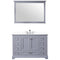 Lexora Dukes 48" W x 22" D Dark Grey Bath Vanity Quartz Top with Faucet Set and 46" Mirror