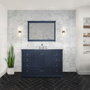 Lexora Dukes 48" W x 22" D Navy Blue Bath Vanity and Carrara Marble Top