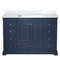 Lexora Dukes 48" W x 22" D Navy Blue Bath Vanity and Carrara Marble Top