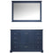 Lexora Dukes 48" W x 22" D Navy Blue Bath Vanity Quartz Top 46" Mirror