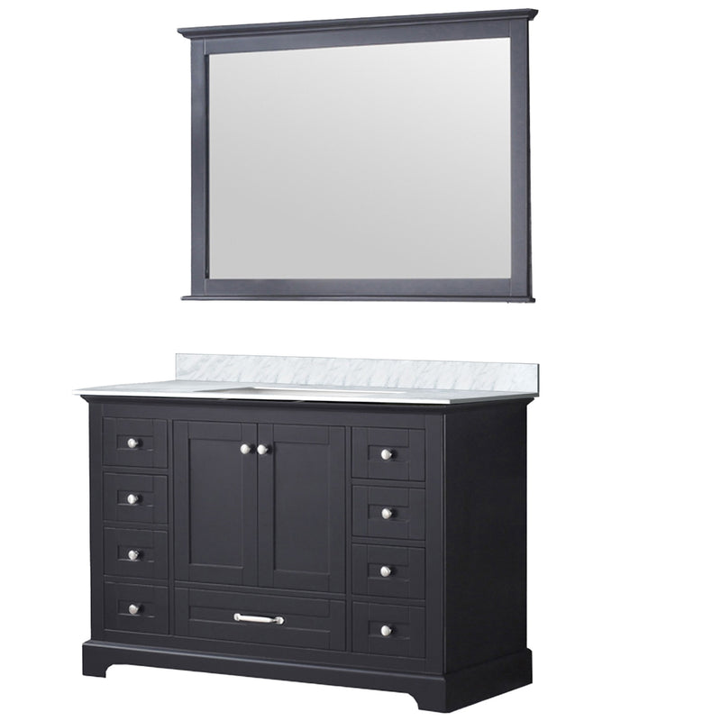 Lexora Dukes 48" W x 22" D Espresso Bath Vanity Carrara Marble Top 46" Mirror