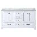 Lexora Dukes 60" W x 22" D White Double Bath Vanity and Carrara Marble Top