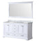 Lexora Dukes 60" W x 22" D White Double Bath Vanity Carrara Marble Top and 58" Mirror