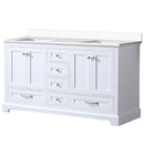 Lexora Dukes 60" W x 22" D White Double Bath Vanity and Carrara Marble Top