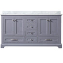 Lexora Dukes 60" W x 22" D Dark Grey Double Bath Vanity and Carrara Marble Top