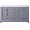 Lexora Dukes 60" W x 22" D Dark Grey Double Bath Vanity and Carrara Marble Top