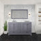 Lexora Dukes 60" W x 22" D Dark Grey Double Bath Vanity Carrara Marble Top with Faucet Set and 58" Mirror