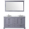 Lexora Dukes 60" W x 22" D Dark Grey Double Bath Vanity Carrara Marble Top with Faucet Set and 58" Mirror