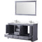 Lexora Dukes 60" W x 22" D Dark Grey Double Bath Vanity Carrara Marble Top with 58" Mirror