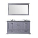 Lexora Dukes 60" W x 22" D Dark Grey Double Bath Vanity Carrara Marble Top with 58" Mirror