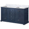 Lexora Dukes 60" W x 22" D Navy Blue Double Bath Vanity and Carrara Marble Top