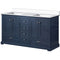 Lexora Dukes 60" W x 22" D Navy Blue Double Bath Vanity and Carrara Marble Top