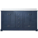 Lexora Dukes 60" W x 22" D Navy Blue Double Bath Vanity and Carrara Marble Top