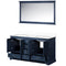 Lexora Dukes 60" W x 22" D Navy Blue Double Bath Vanity Carrara Marble Top with 58" Mirror