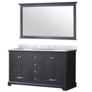 Lexora Dukes 60" W x 22" D Espresso Double Bath Vanity Carrara Marble Top with 58" Mirror