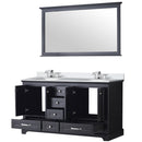 Lexora Dukes 60" W x 22" D Espresso Double Bath Vanity Carrara Marble Top with Faucet Set and 58" Mirror