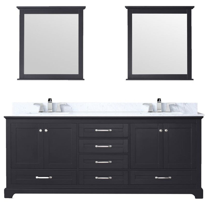 Lexora Dukes 80" W x 22 " D Espresso Double Bath Vanity Carrara Marble Top with Faucet Set and 30" Mirrors