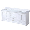 Lexora Dukes 80" W x 22" D White Double Bath Vanity and Carrara Marble Top