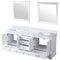 Lexora Dukes 80" W x 22 " D White Double Bath Vanity Carrara Marble Top and 30" Mirrors