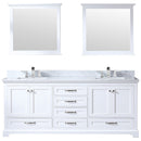 Lexora Dukes 80" W x 22 " D White Double Bath Vanity Carrara Marble Top with Faucet Set and 30" Mirrors