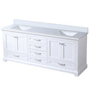 Lexora Dukes 80" W x 22" D White Double Bath Vanity and Carrara Marble Top