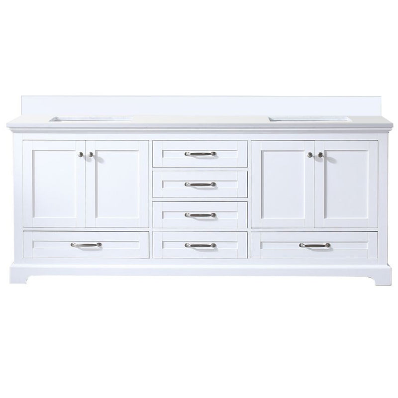 Lexora Dukes 80" W x 22" D White Double Bath Vanity and Carrara Marble Top