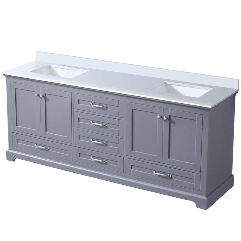 Lexora Dukes 80" W x 22" D Dark Grey Double Bath Vanity and Carrara Marble Top