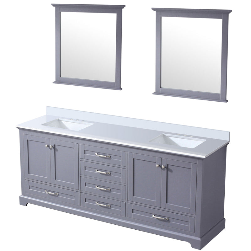 Lexora Dukes 80" W x 22 " D Dark Grey Double Bath Vanity Carrara Marble Top and 30" Mirrors