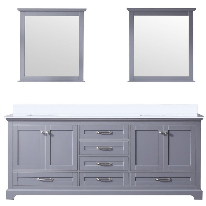 Lexora Dukes 80" W x 22 " D Dark Grey Double Bath Vanity Carrara Marble Top and 30" Mirrors