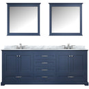 Lexora Dukes 80" W x 22 " D Navy Blue Double Bath Vanity Carrara Marble Top with Faucet Set and 30" Mirrors