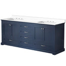 Lexora Dukes 80" W x 22" D Navy Blue Double Bath Vanity and Carrara Marble Top