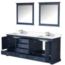 Lexora Dukes 80" W x 22 " D Navy Blue Double Bath Vanity Carrara Marble Top with Faucet Set and 30" Mirrors