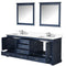 Lexora Dukes 80" W x 22 " D Navy Blue Double Bath Vanity Carrara Marble Top with Faucet Set and 30" Mirrors