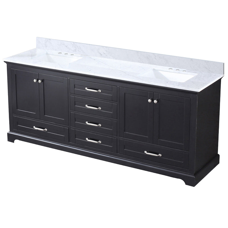 Lexora Dukes 80" W x 22" D Espresso Double Bath Vanity and Carrara Marble Top