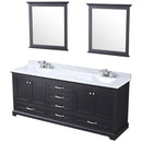 Lexora Dukes 80" W x 22 " D Espresso Double Bath Vanity Carrara Marble Top with Faucet Set and 30" Mirrors