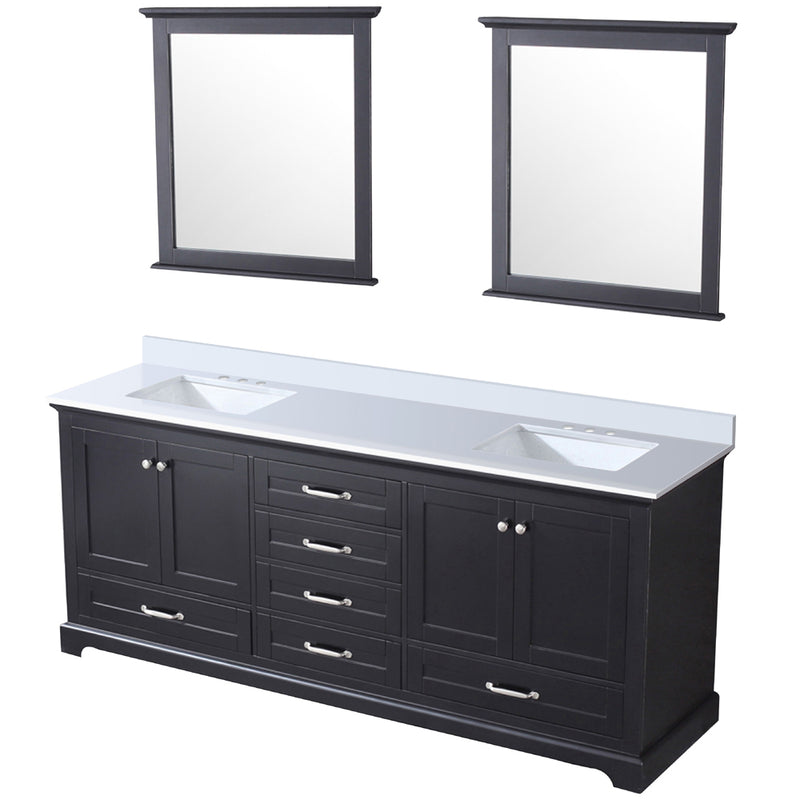 Lexora Dukes 80" W x 22 " D Espresso Double Bath Vanity, Carrara Marble Top and 30" Mirrors