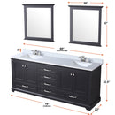 Lexora Dukes 80" W x 22 " D Espresso Double Bath Vanity, Carrara Marble Top and 30" Mirrors