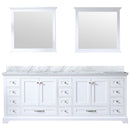 Lexora Dukes 84" W x 22" D White Double Bath Vanity Carrara Marble Top and 34" Mirrors