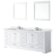 Lexora Dukes 84" W x 22" D White Double Bath Vanity Carrara Marble Top with Faucet Set and 34" Mirrors