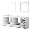 Lexora Dukes 84" W x 22" D White Double Bath Vanity Carrara Marble Top and 34" Mirrors