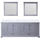 Lexora Dukes 84" W x 22" D Dark Grey Double Bath Vanity Carrara Marble Top and 34" Mirrors