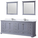 Lexora Dukes 84" W x 22" D Dark Grey Double Bath Vanity Carrara Marble Top with Faucet Set and 34" Mirrors