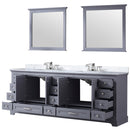 Lexora Dukes 84" W x 22" D Dark Grey Double Bath Vanity Carrara Marble Top with Faucet Set and 34" Mirrors