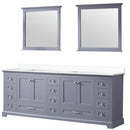 Lexora Dukes 84" W x 22" D Dark Grey Double Bath Vanity Carrara Marble Top and 34" Mirrors