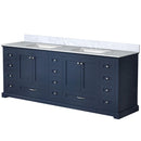 Lexora Dukes 84" W x 22" D Navy Blue Double Bath Vanity and Carrara Marble Top